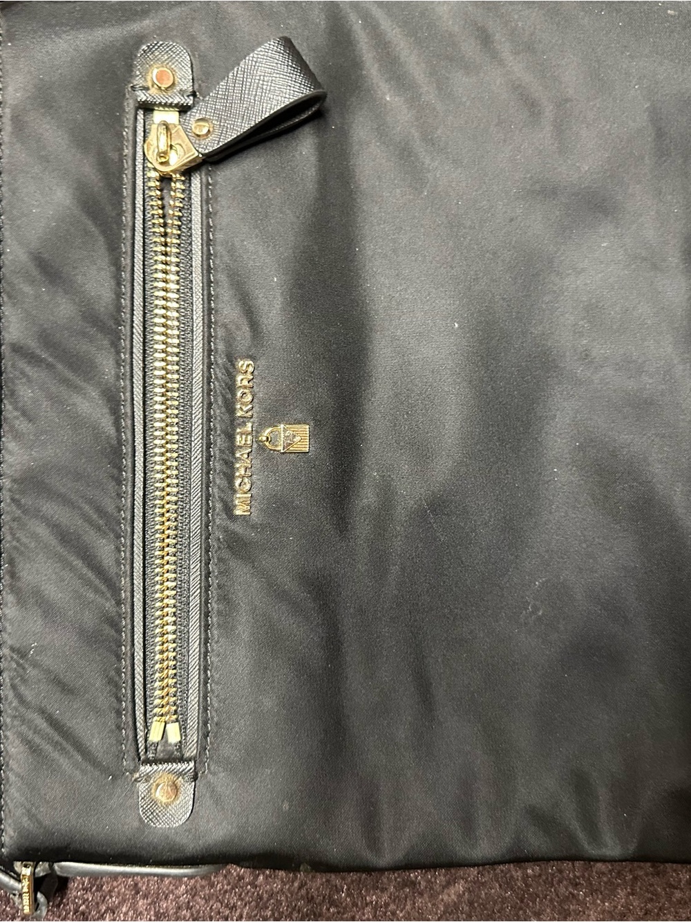 MICHAEL Michael Kors Black Nylon Messenger with Gold Hardware
